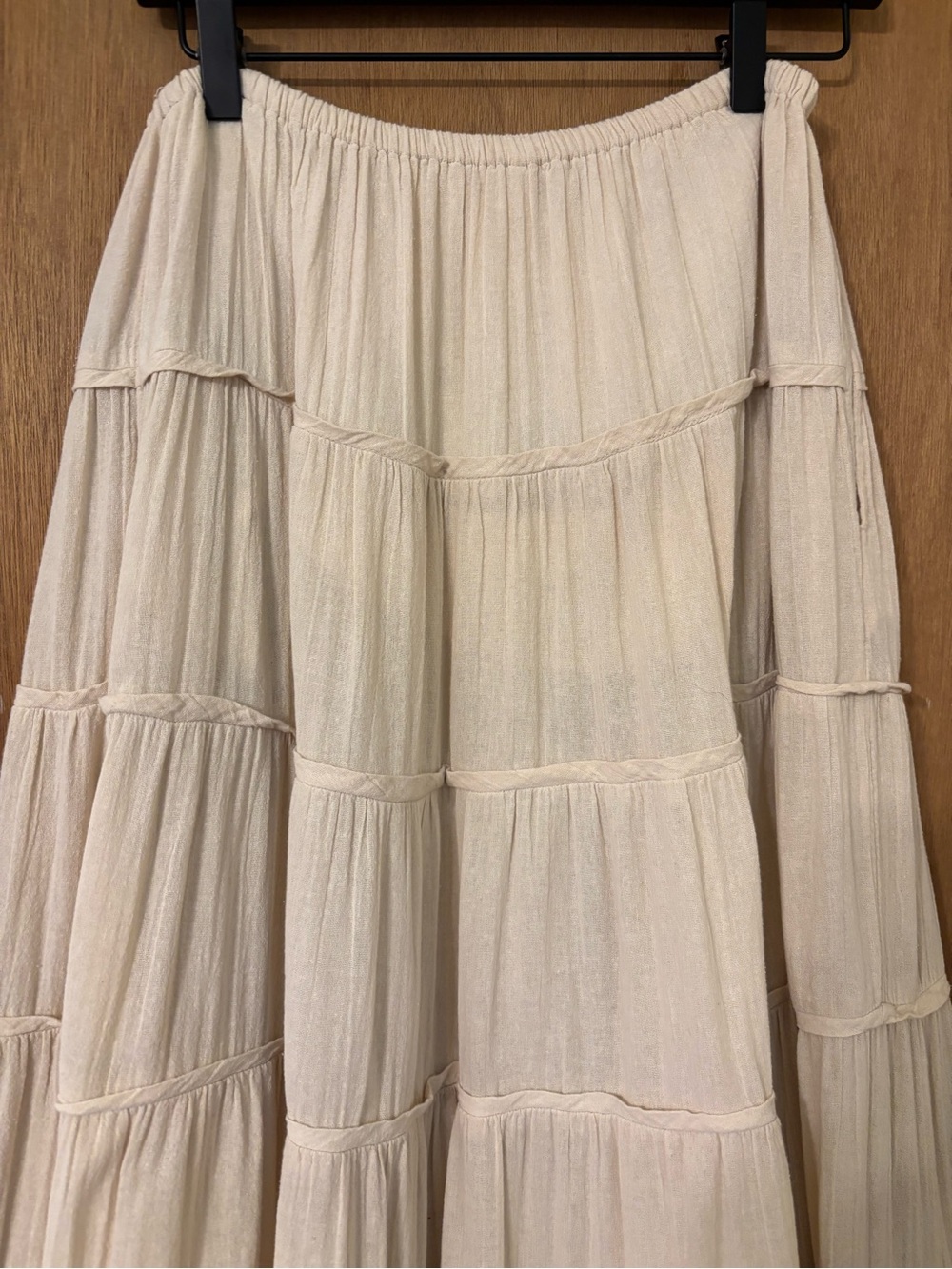 Free People Simply Smitten Cream Tiered Maxi Skirt with Tie Waist - Picture 6 of 10